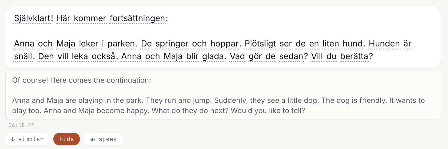 Translation support inside the session.