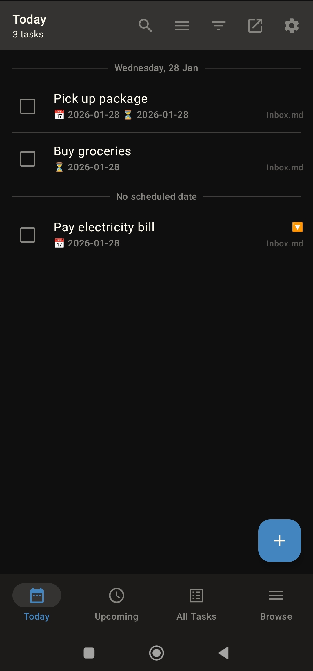 Task Quarry Today's View